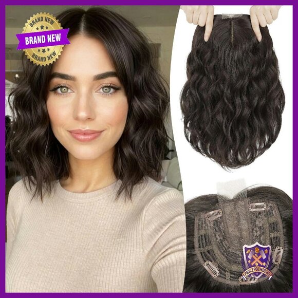 12 Inch Short Wavy Hair Topper, Lightweight Synthetic, Clip-On Volume main image 8